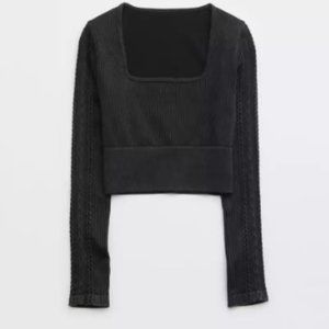 OFFLINE By Aerie Seamless Cable Square Neck T-Shirt